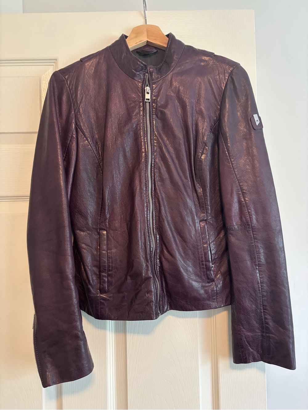 Women's Leather Jacket in Deep Plum